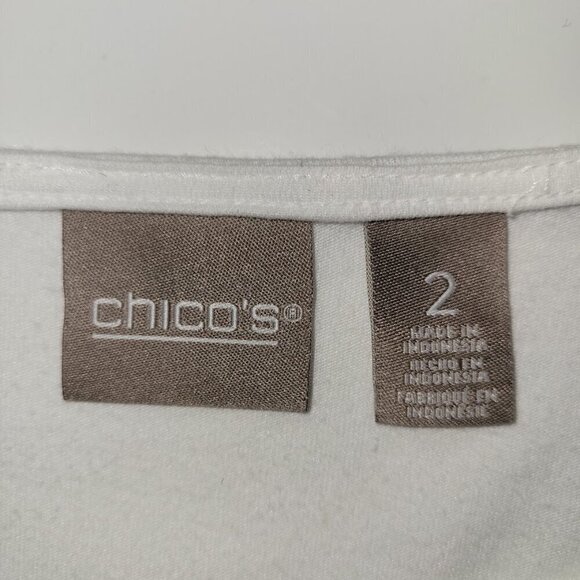 Chico’s Nautical Mariner Striped Top Blue & White Lace Neck Tee Women's Size L - Picture 10 of 13